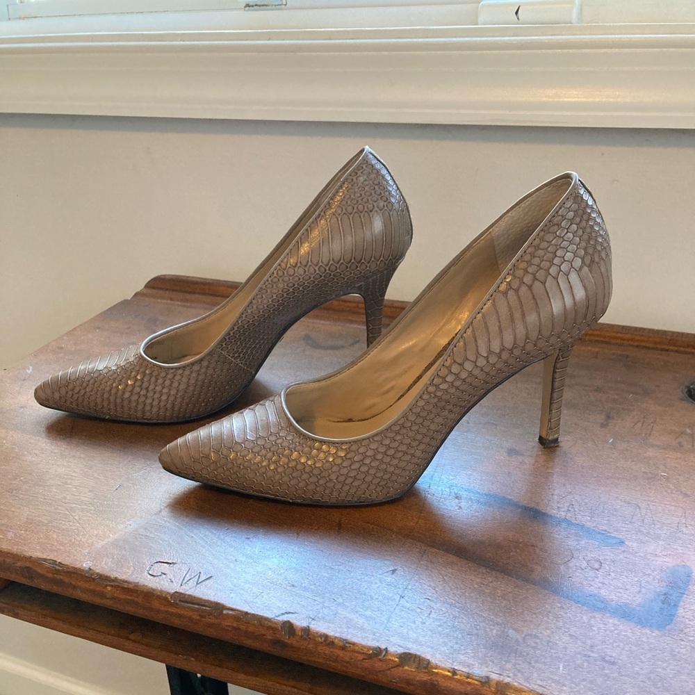 Ann Taylor Neutral Snakesin Leather Heels
